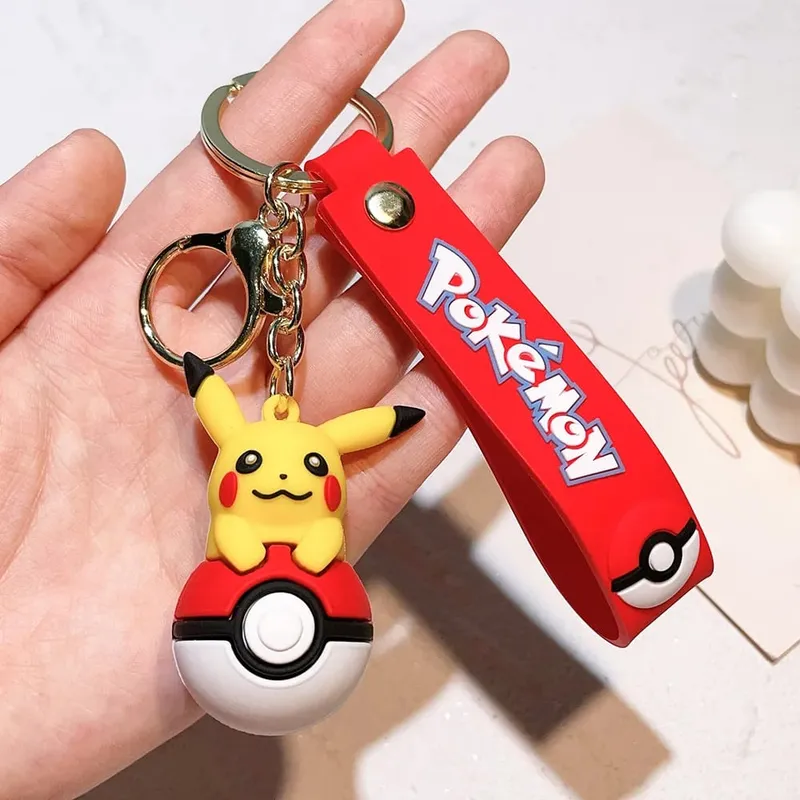 40 Style Wholesale Anime Pokémon Pikachu Eveen Keychain Cartoon Cute Charizard Keyring Student Backpack Car Key Chain Toys Gifts