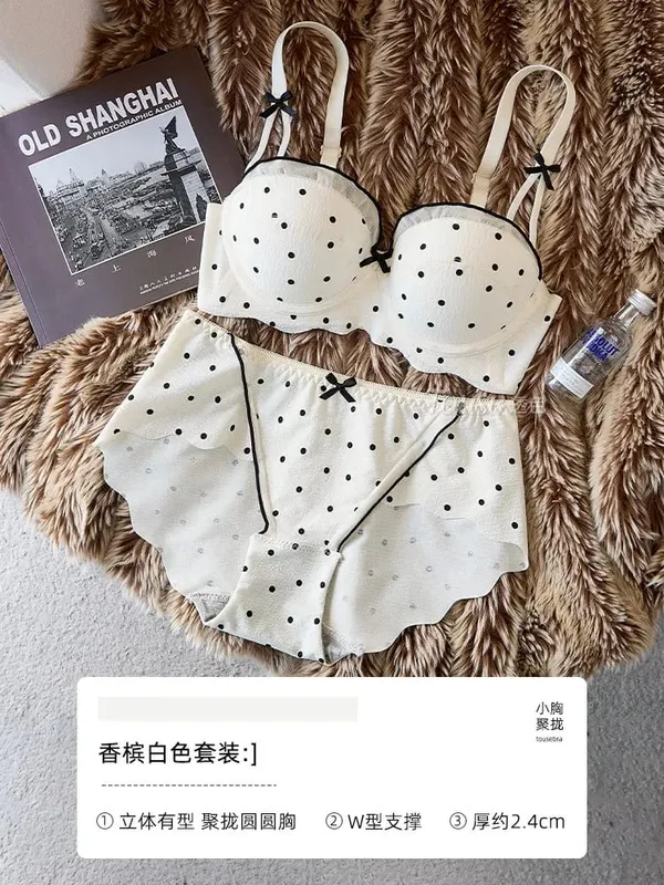 Women Lace Half Cup Bra & Panty Set Push Up Small Bust Gathering Anti Sag Support Chic Back Comfort Lingerie Underwear セクシーな