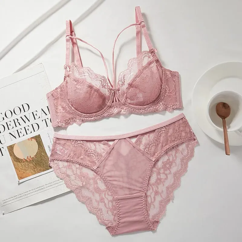 Set Pakaian Dalam Renda Nipis Baru Wanita Bra Berwayar Lembut Tolak Ke Atas Sokongan Payudara Meminimumkan Pakaian Selesa Lembut Anti Kendur 32-42