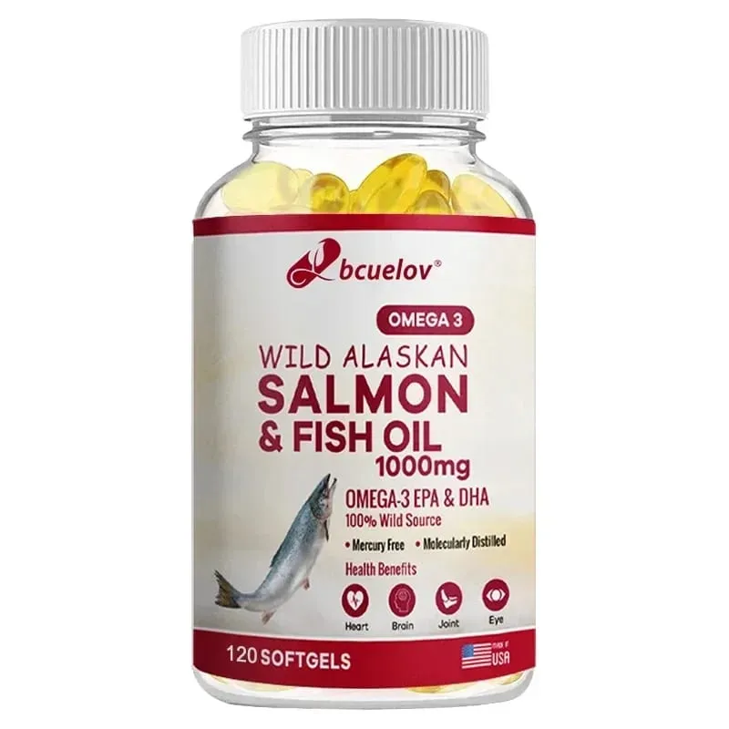 Wild Alaskan Salmon Oil - Pure Fish Omega 3 EPA DHA Fatty Acids - Supports Joint Function Brain Eye Immune and Heart Health