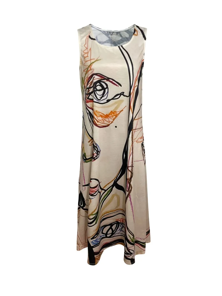 Vintage Floral Printed Women Sleeveless Sundress Summer Loose Casual Beach Long Dress Ladies Bohemia Maxi Dresses Party Vestidos