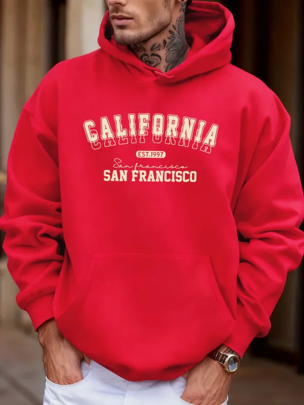 California San Francisco Est 1997 Print Soft Loose Hoodies Fleece Autumn Sportswear Men'S Sport Jogging Sweatshirts Comfy Tops
