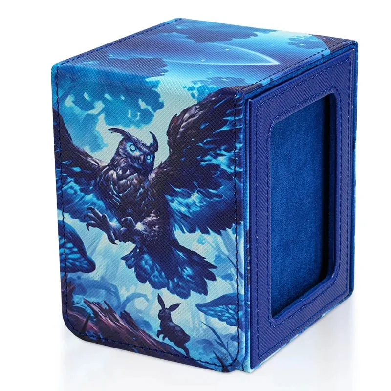 Card Deck Box for Pattern Print Cards with Display Window Hold 100+ Double-Sleeved Cards PU Leather Card Box Fits TCG Cards