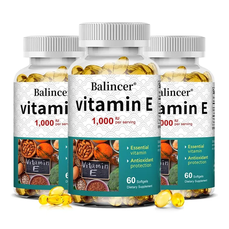 Natural Vitamin E Capsules Antioxidant Supplement Support Skin Hair Nail Heart Brain Cardiovascular & Immune System Wellness
