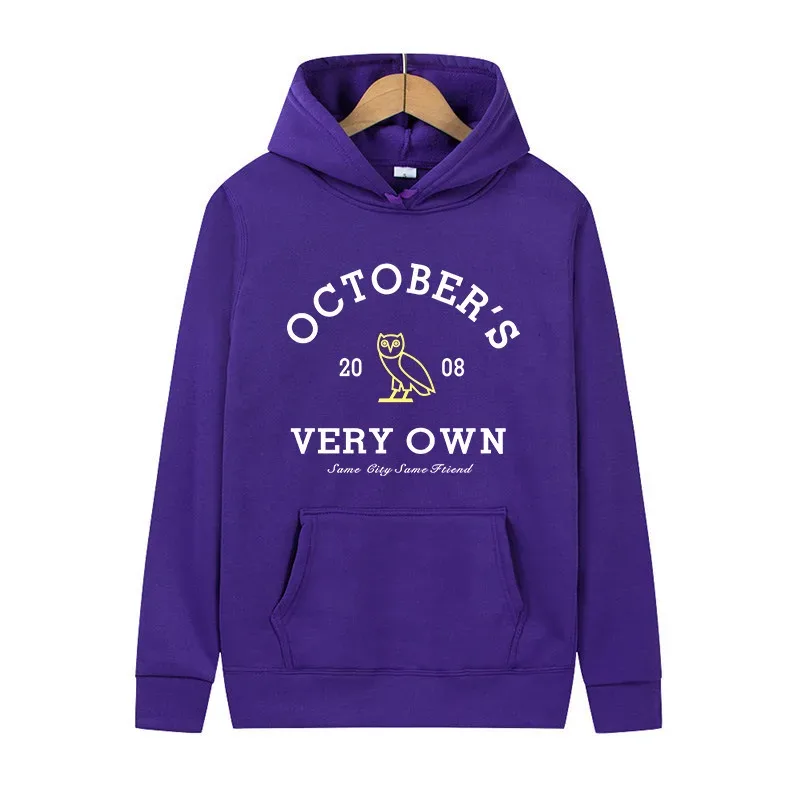 October's Very Own Owl Print Hoodie Unisex Men Women Casual Pullover Long Sleeve Streetwear Fleece Hooded Sweatshirt With Pocket