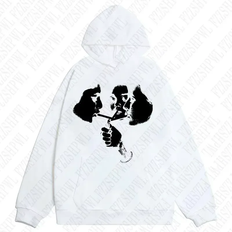 2025 hot trend 2000s men's fashion Harajuku Gothic pattern sports hoodie retro punk hip-hop casual streetwear