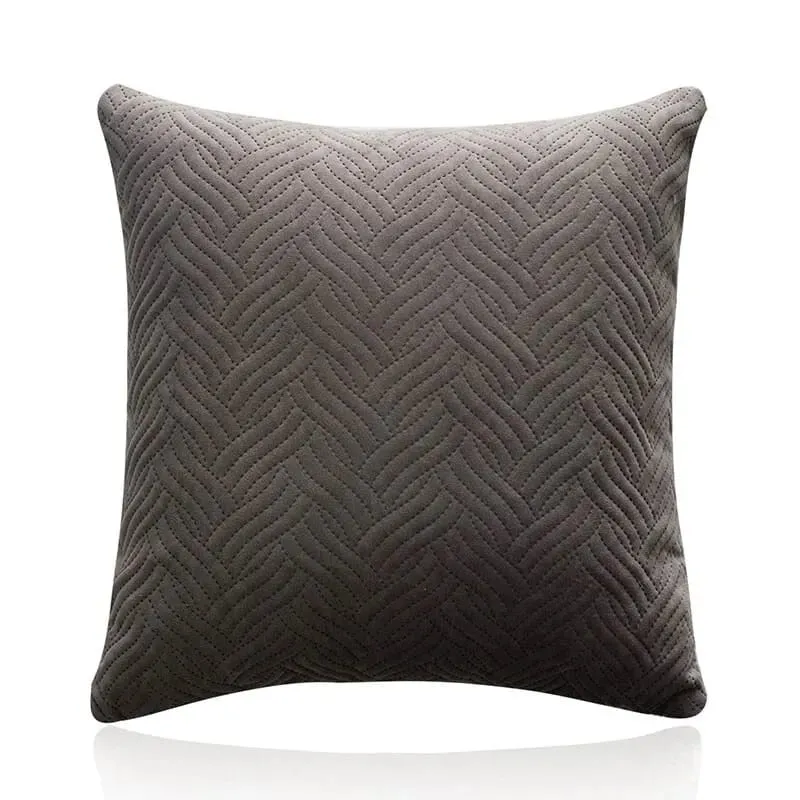 Quilted Velvet Throw Pillow Cover 18x18 Inch Simple Decorative Cushion Case for Home Sofa