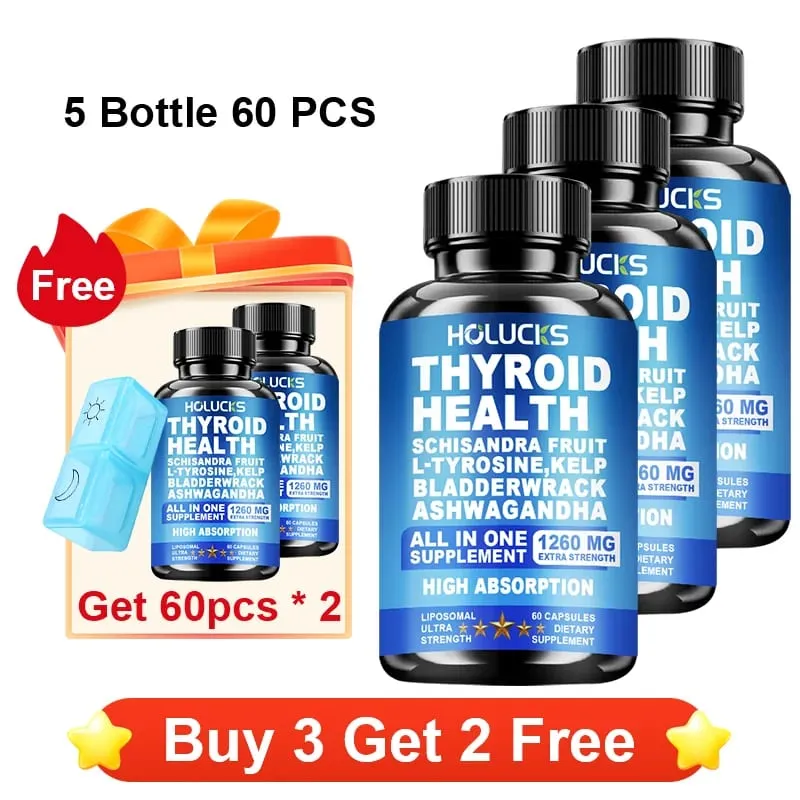 Organic Thyroid Function Support Capsules with L-Tyrosine Kelp for Immune System Metabolism Daily Energy & Mental Focus