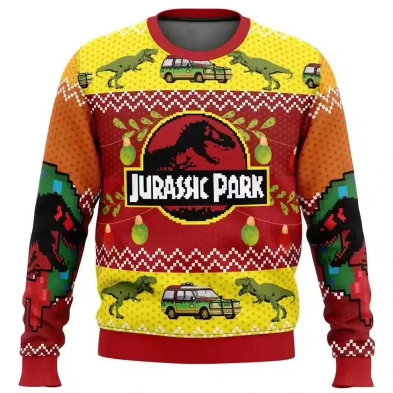 Jurassic Park Dinossauros Feliz Natal Roupas Presentes Suéteres de Papai Noel moletons masculinos e femininos 3D Festa de outono