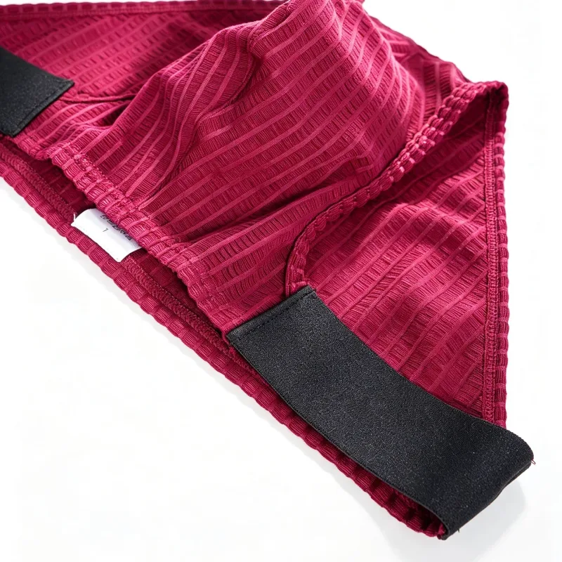 Men Vertical Stripe Mesh Bikini Briefs 3D Pouch Underwear Low Waist Elastic Waistband Breathable Male Panties DP911