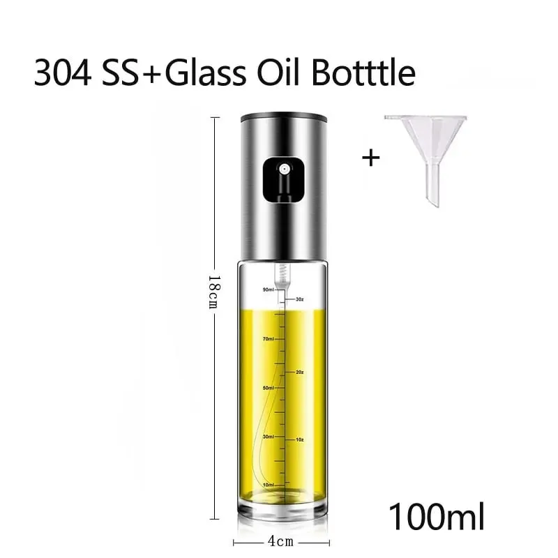 Garrafa de pulverizador de azeite com funil 100ml azeite senhor pulverizador dispensador garrafa para cozinhar acessórios essenciais da cozinha
