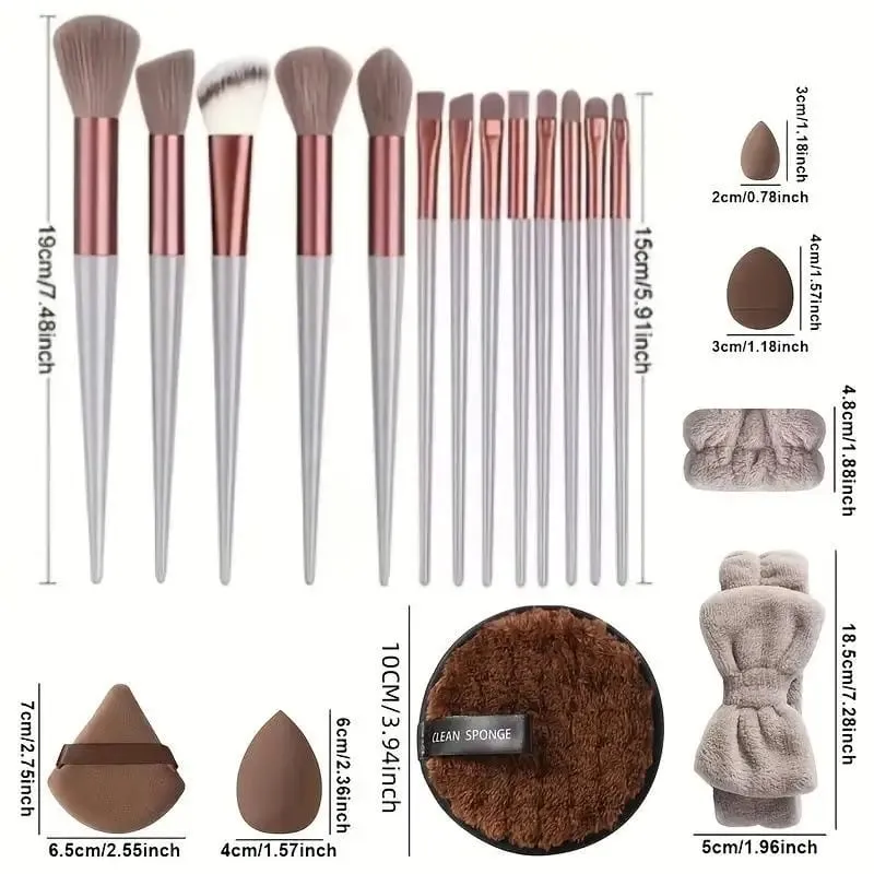20 33Pcs Full Makeup Tool Set With Puff Brush Beauty Sponge For Makeup Applying And Removing Daily Use