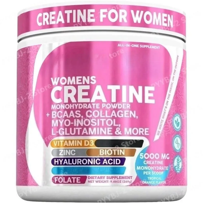 Woman Creatine Powder 300g Contain Creatine Monohydrate BCAA & Amino Acids for Daily Health Nutrition and Workout Support