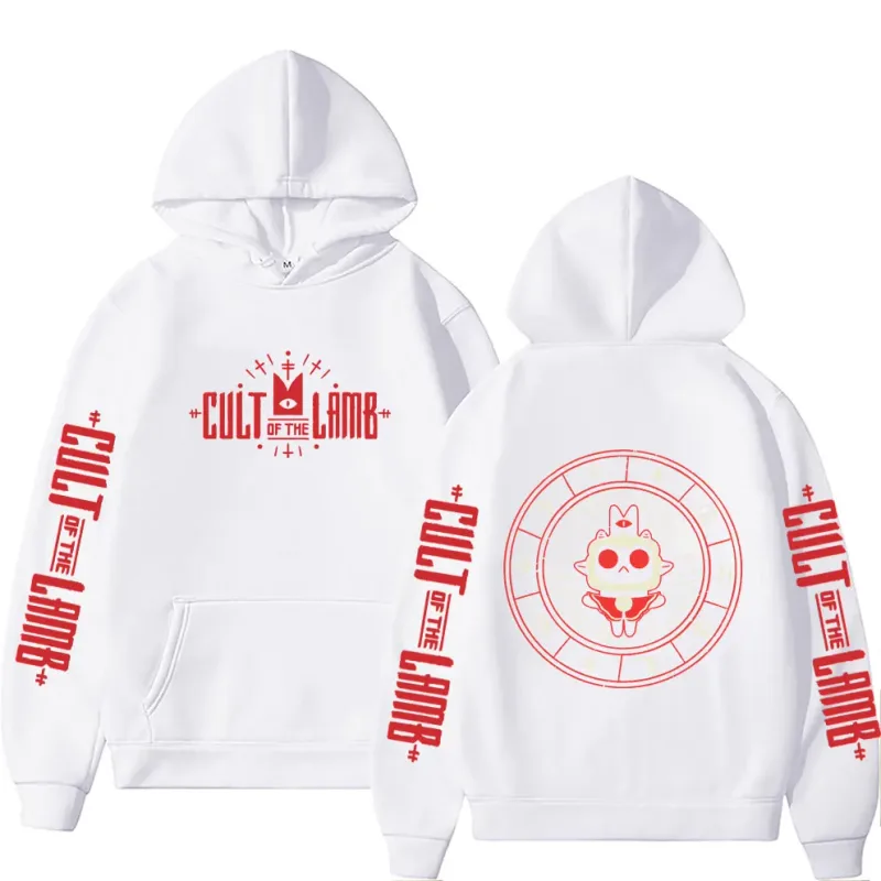 Game Cult of The Lamb Print Hoodie Men Women Vintage Fleece Cotton Pullover Hoodies Unisex Fashion Casual Oversized Streetwear