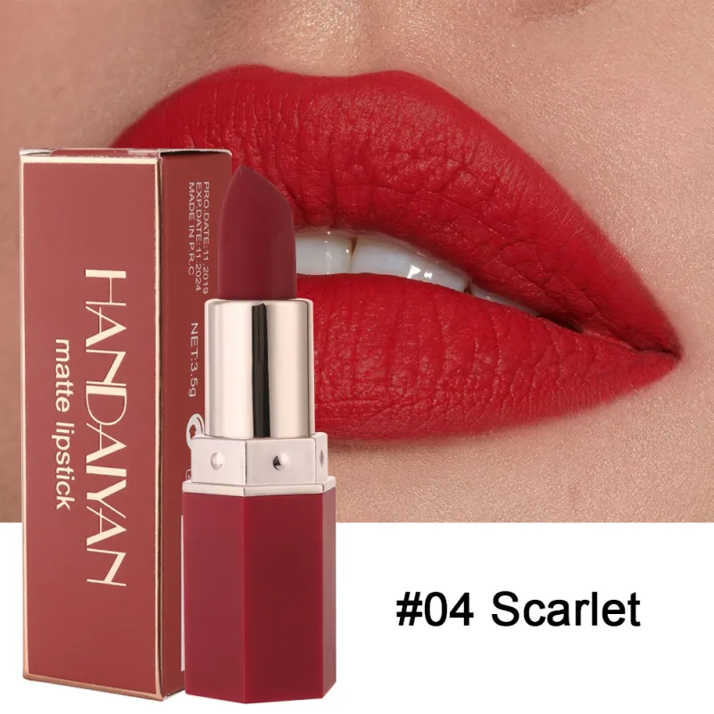 Batom hidratante fosco 6 tons de longa duração, sem transferência, brilho labial nude, cosméticos HANDAIYAN para mulheres