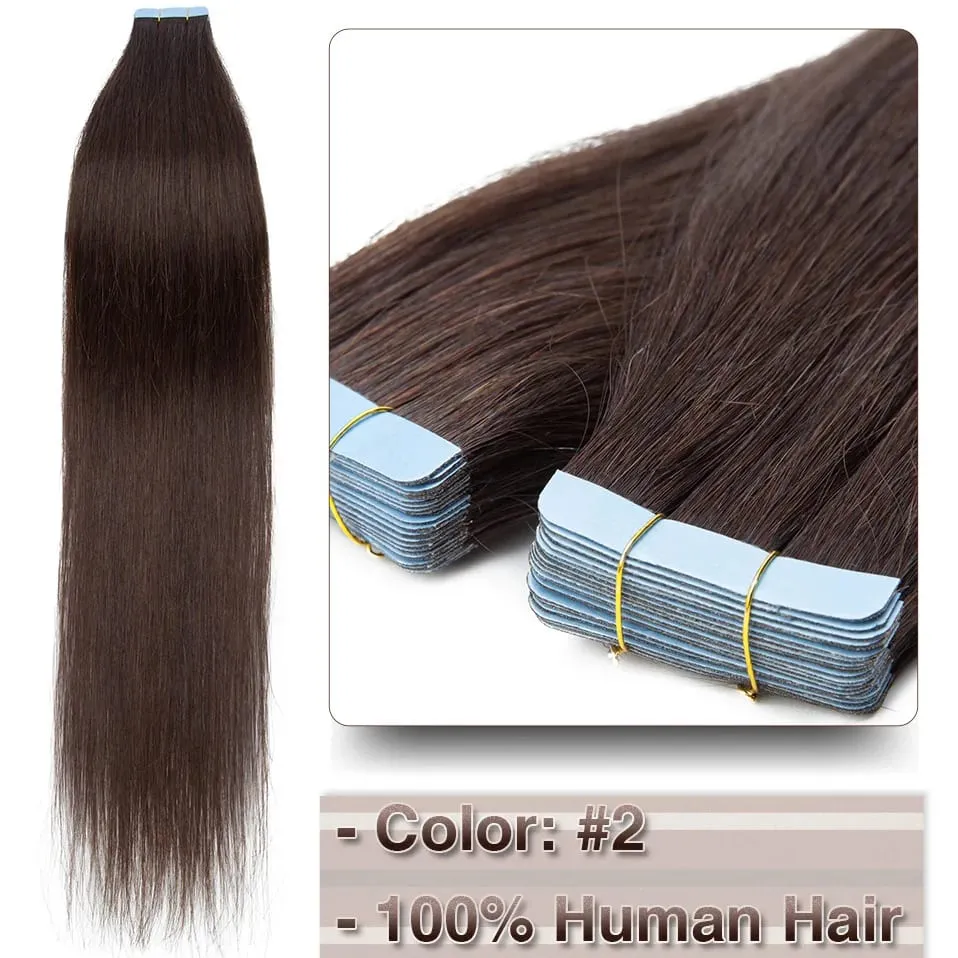 Double Stitched Tape in Human Hair Extensions Straight Invisible Seamless Skin Weft Tape In Hair Extensions For Women