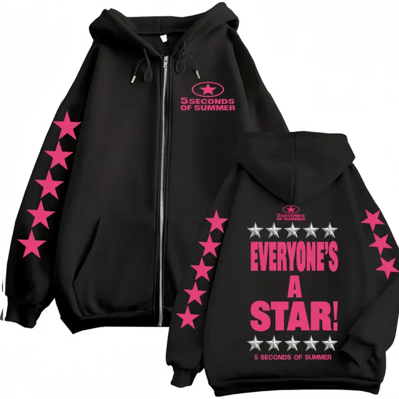 5 Seconds of Summer Everyone's A Star World Tour Zip Up Hoodies Men Women Harajuku Hip Hop Gothic Jacket Sweatshirt Hoodie Coats