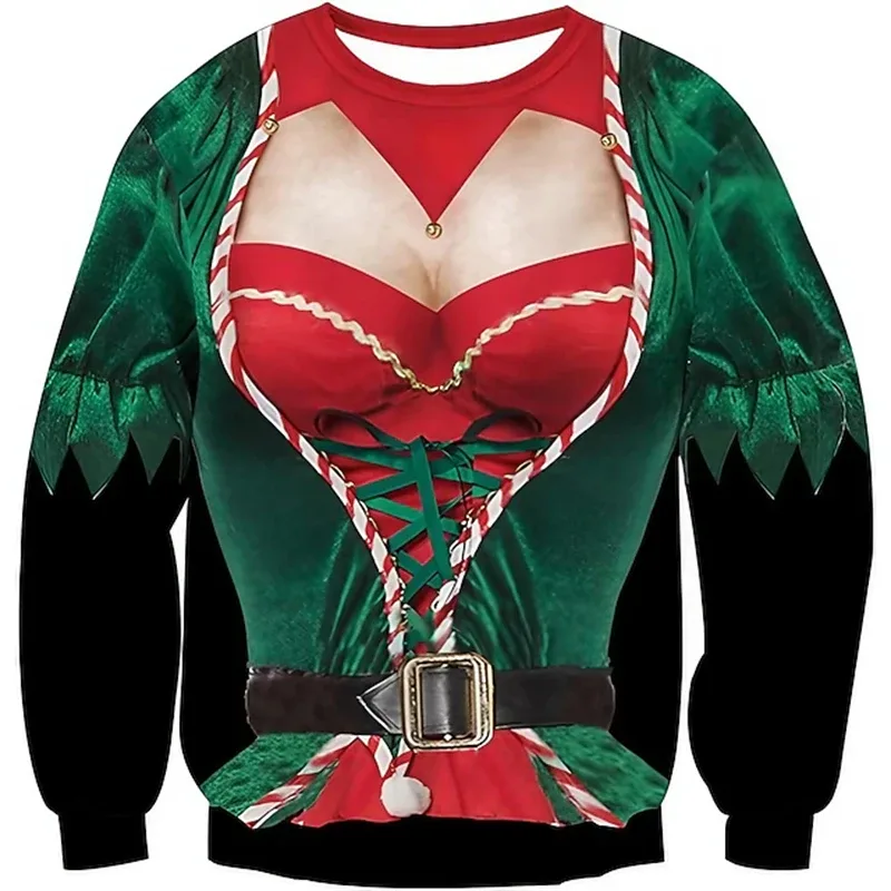 Suéter feo de Navidad, sudaderas divertidas con estampado 3D de patrón muscular para hombres, nueva moda, jersey, disfraz de fiesta, regalo de Navidad — image 2