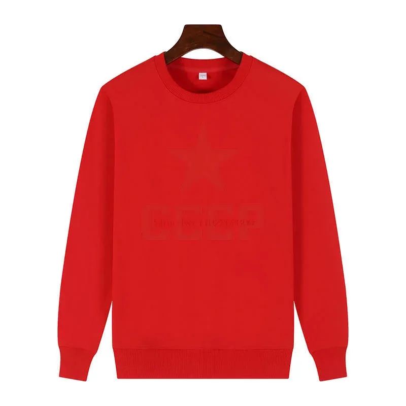 Fashion Men's Winter Sweater Cccp Urrs Printed Sweater Crew Neck Fleece Pullover For All Ages New In Sweatshirts Male Clothes