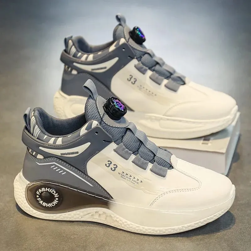 Mens's Sneakers with Rotating Buckle Comfy Non Slip Lace up Durable Shoes for Mens Outdoor Activities Sports Shoes Tenis Zapatos