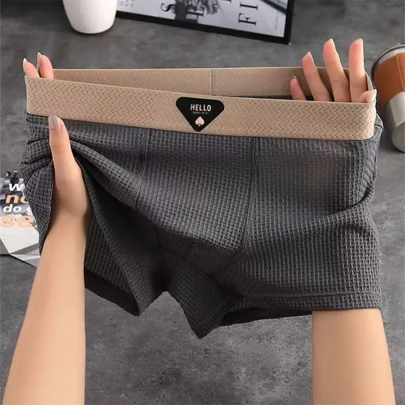 4pcs Men's Boxer Shorts Ice Silk Underwear Underpants Cool Breathable Sexy Slim Panties Mesh Lingerie