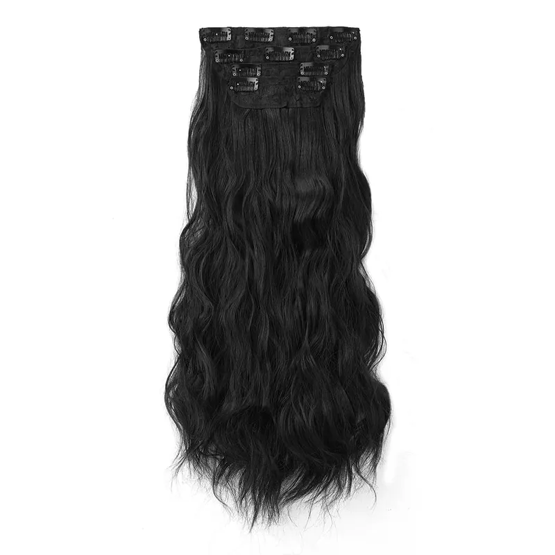 4Pcs/Set 16/20/24 Inch Synthetic Hair Clip In Long Wavy Thick Double Weft Hair Extensions Hairpieces For Women
