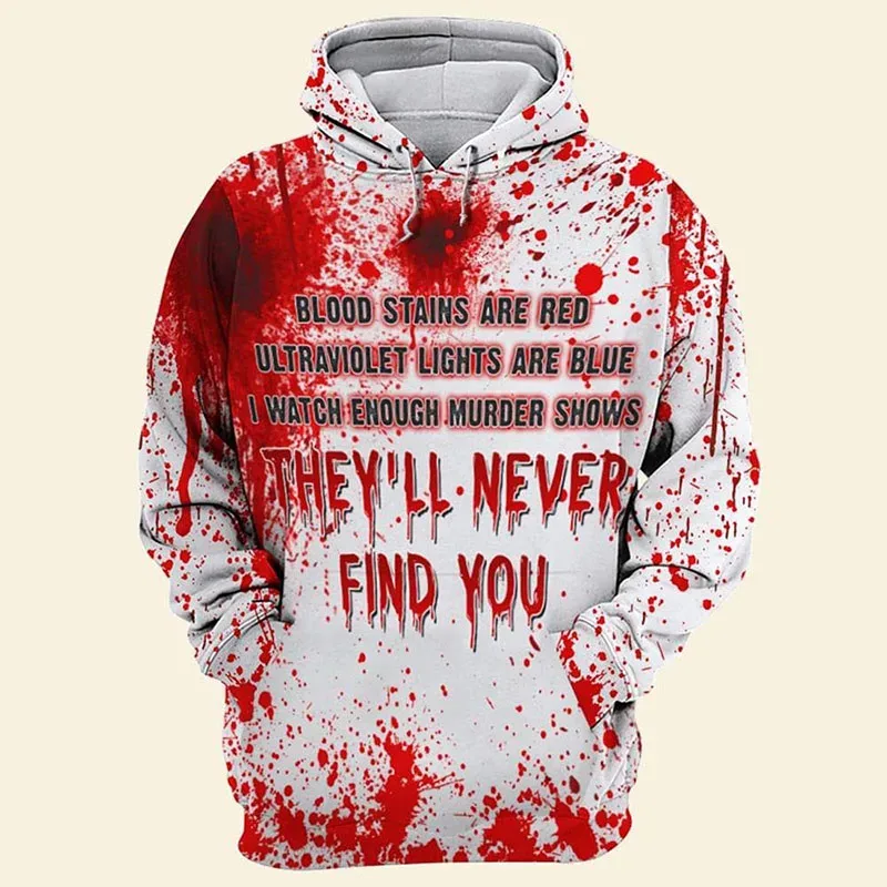 YOU 2026 Halloween Hoodies Men Women Full Print Terror Blood Graphic Sweatshirt Hoody Sudaderas Originales