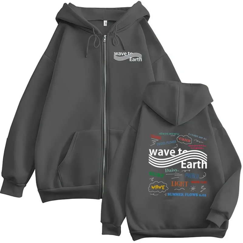Korean Band Wave To Earth The Pieces Tour 2026 Zipper Hoodies Men Women Clothing Long Sleeve Vintage Oversized Coats Sweatshirt