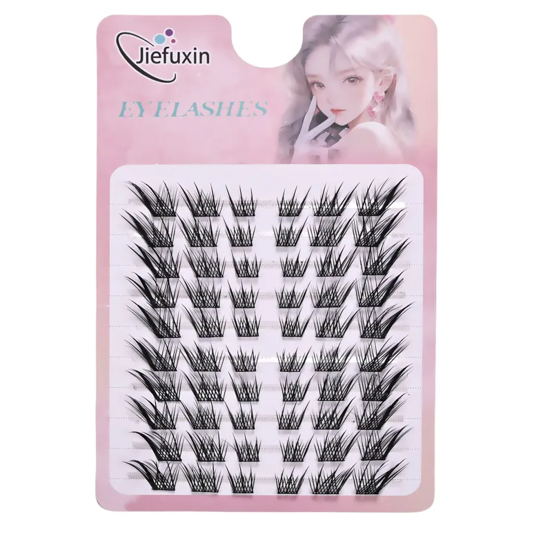 Tapered Thick Fox Eye Manga Cluster Lashes Jiefuxin Large Capacity Tray DIY Segmented Individual Self-Graft Lash Extensions