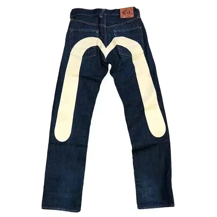 Jaren '90 Retro Y2K Nieuwe Hip Hop Rechte Jeans Straat Bestverkopende Gepersonaliseerde Bedrukking High Street Heren Casual Losse Jeans Paar