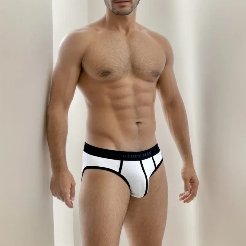 Sexy Men Underwear U Convex Pouch Single-layer Cotton Briefs para sa Mga Lalaki