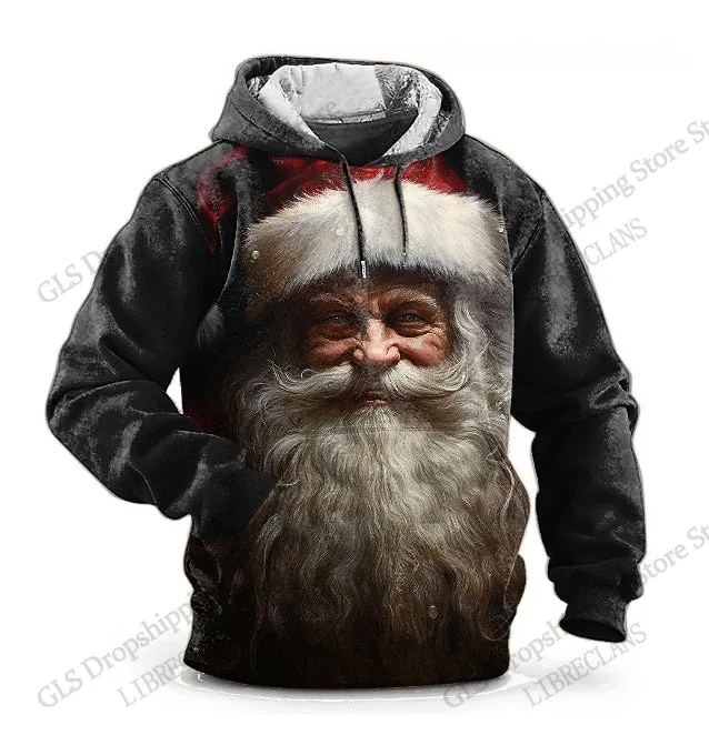 Christmas Mens Santa Claus 3d Print Hoodies Men Women Fashion Vintage Outdoor Hoodie Sweatshit Men Clothing Moletom Masculinos