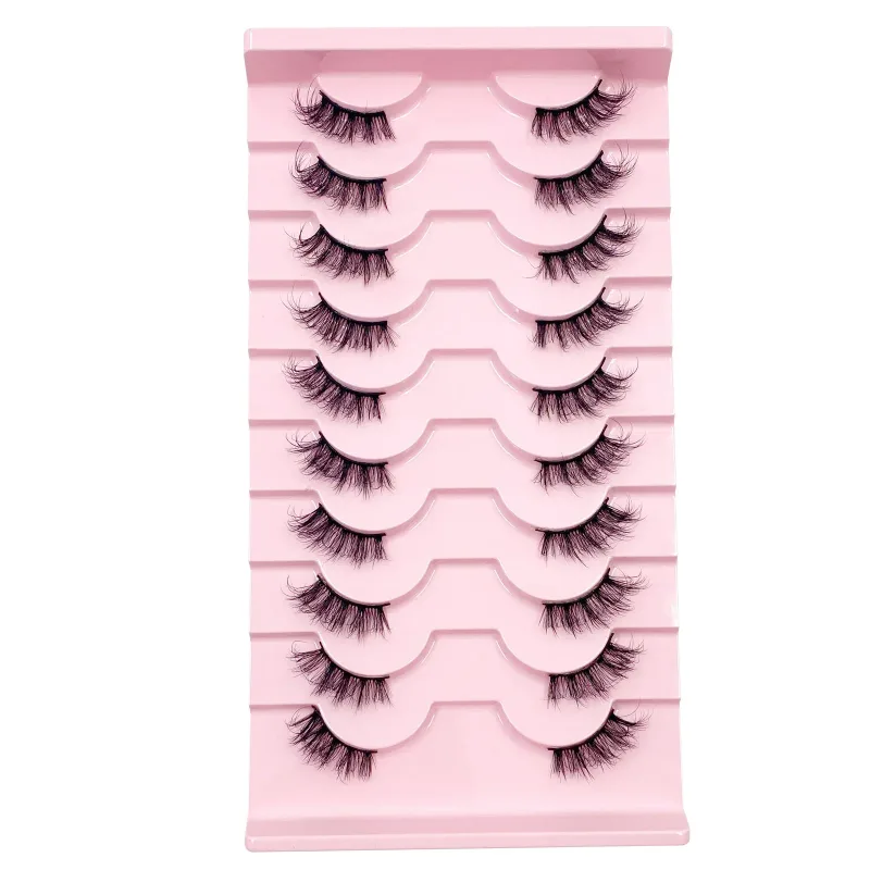 3D Cat Eye Lashes Half Eyelashes 10 Pares Half Lashes Natural Clear Stem False Eyelash Extension Makeup Faux Cils maquiag