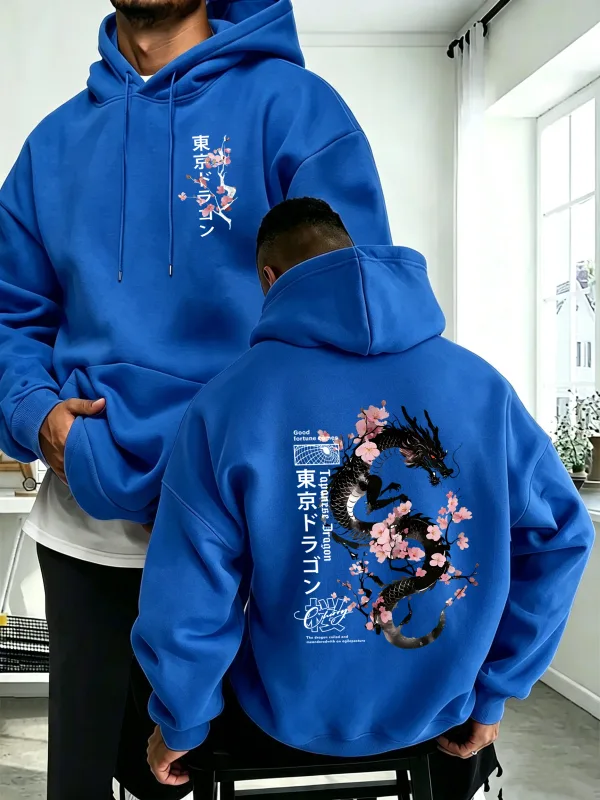 Japanese Tokyo Sword Cherry Blossom Printing Men'S Hoody Autumn Loose Hoodies Casual Fleece Sportswear Comfortable Pullovers