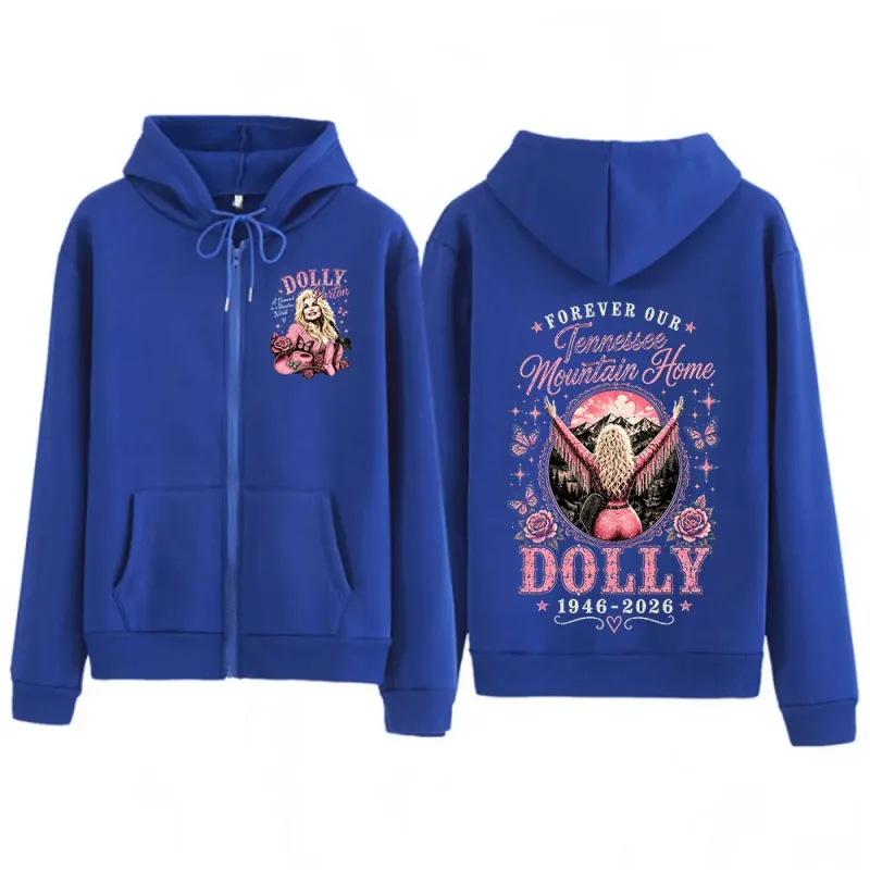 Dolly Parton Tribute 1946-2026 Country Music Zipper Hoodies Men Women Fashion Casual Zip Up Hooded Sweatshirts Jackets Coats