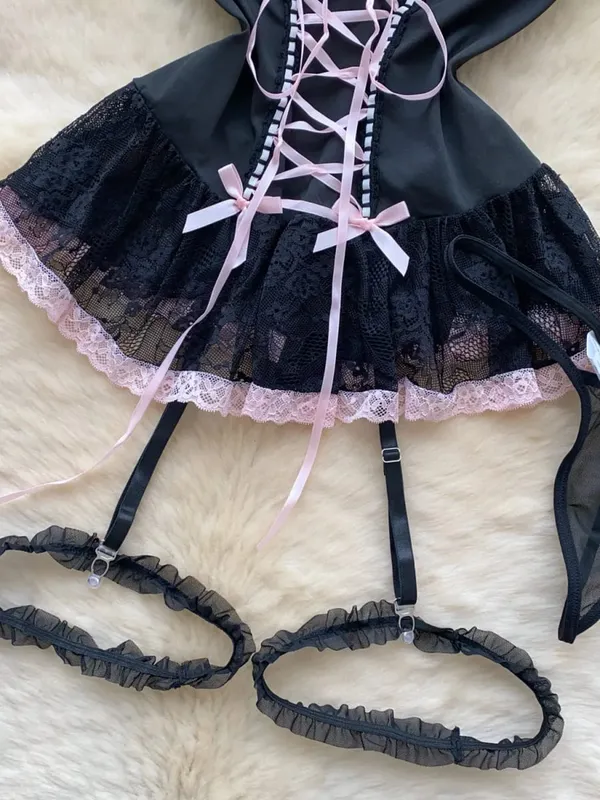 Women's Fashion Sexy Dress Lace Bow Decoration Design Slim Sexy Comfortable Dress Party Hotsweet Mini Dress New