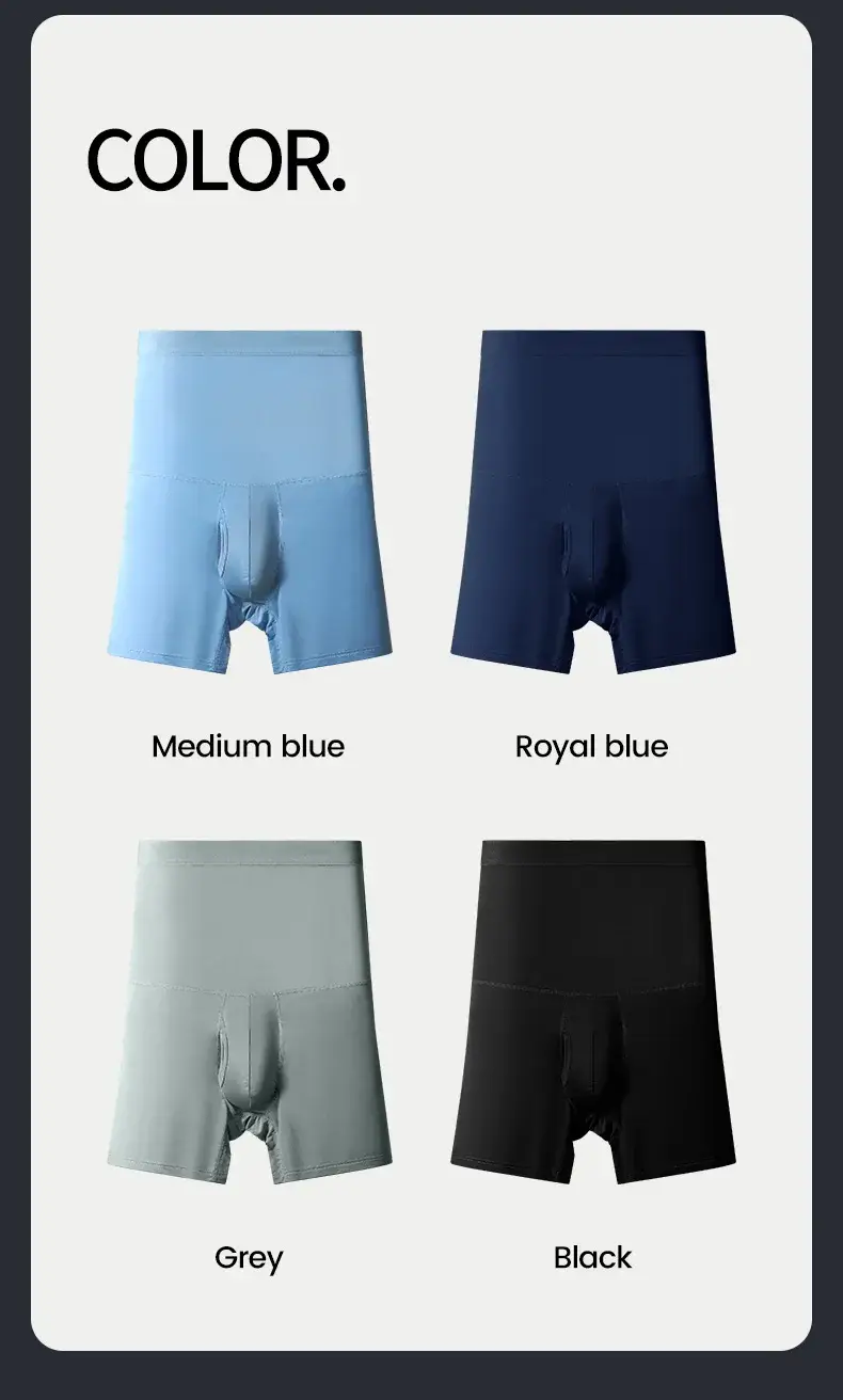3PCS Men's sports underwear: high-waisted, belt-cinching, lengthened, anti-leg chafing, waist-protecting, flat-angle shorts