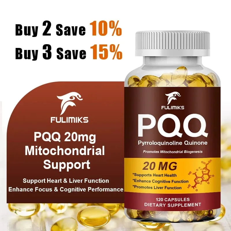 PQQ Capsules 20 mg with Bacopa Monnieri & ALA Supports Mitochondrial Function Stress Management Heart Health & Brain Energy