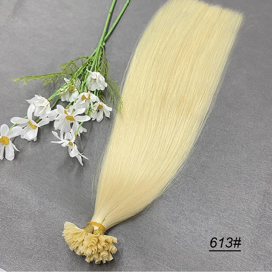 Full Shine U Tip Hair Extensions Nature Black Hair Blone 613 Color 50g Keratin Glue Beads Prebonded Remy Human Hair Extensions — image 16
