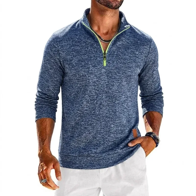 Long Sleeve Quarter Zip Men's Sweatshirt Solid Pullover Man Zip Up Hoodies for Man Casual Mens Coats Male Sweatshirt Poleron Men