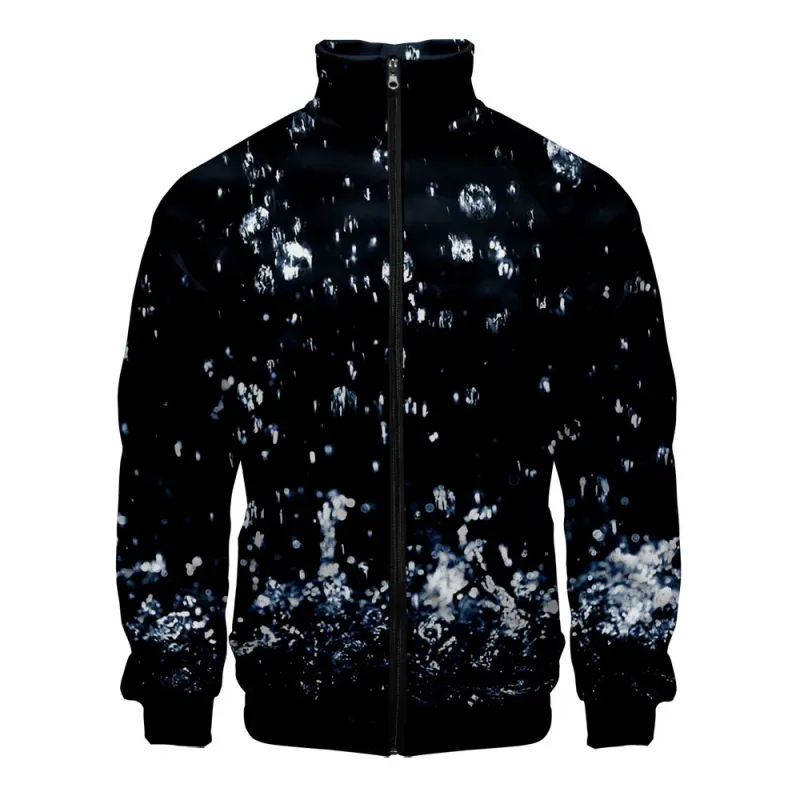 Harajuku Popular Rain 3D Print Zipper Raglan Jacket Windbreaker Boys/Girls Comfortable Stand Collar Jackets Coats
