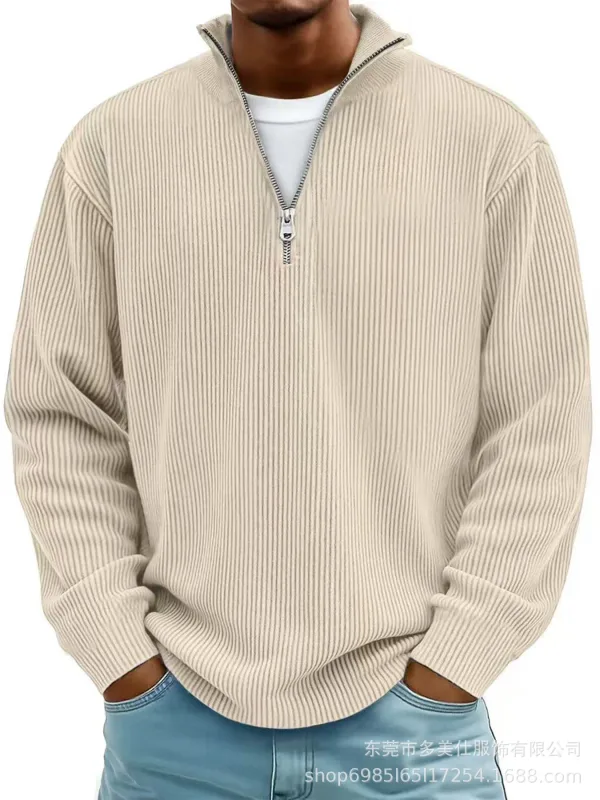Men's Autumn Winter Stand-Collar Zip-Up Sweatshirt Loose Long Sleeve Casual Daily Outdoor Fashion Trendy Men's Outerwear