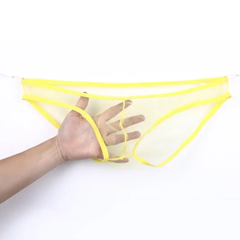 Slip da uomo in rete a vita bassa di grandi dimensioni, biancheria intima trasparente ultrasottile, con borsa convessa a U, vari colori disponibili — image 2