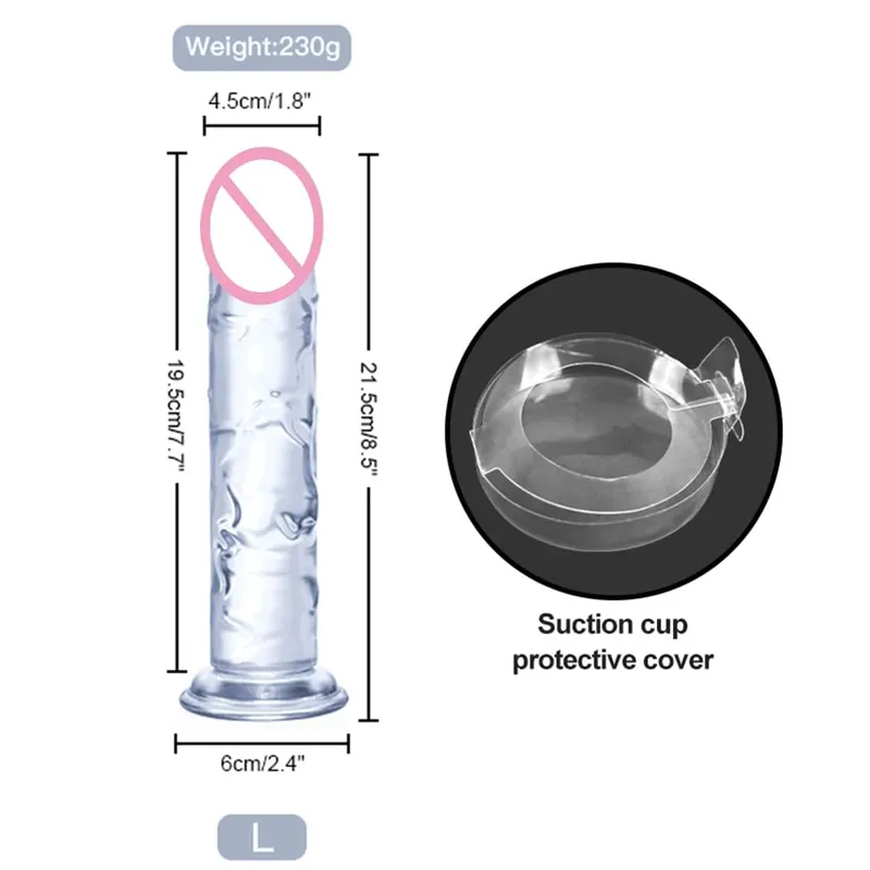 Transparent Big Dick 6 Sizes Realistic Jelly Dildo Soft Vaginal Masturbators Women Gay Penis Anal Sex Toys Suction Cup