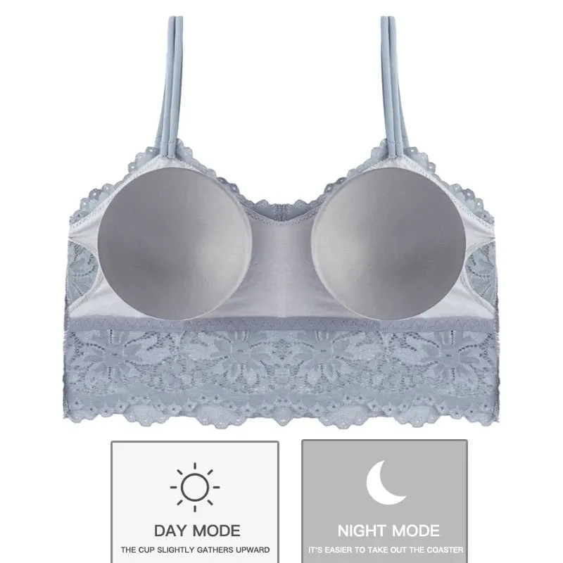 7 farbe Spitze Sexy Crop Top Frauen Gepolsterte Leibchen Bh Atmungsaktive Draht Freies Bralette Aushöhlen Schönheit Zurück Tank Weibliche unterwäsche