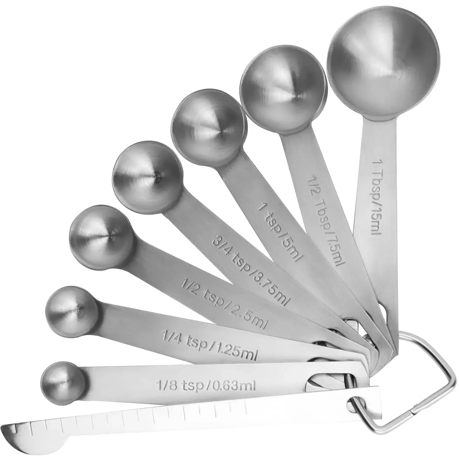 Heavy Duty Metal Measuring Spoons，18/8 Stainless Steel Teaspoon Tablespoon Set of 8 for Measuring Dry and Liquid Ingredients