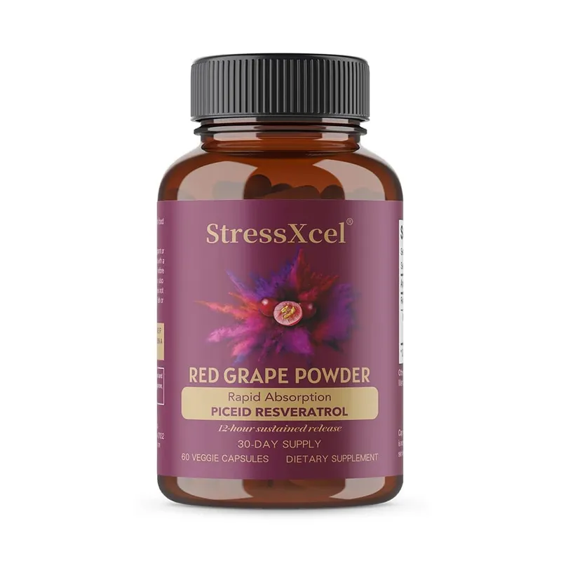 Red Grape Powder + Resveratrol Supplement Antioxidant Supports Heart Joint Brain Immune Health & Anti-Aging Non-GMO
