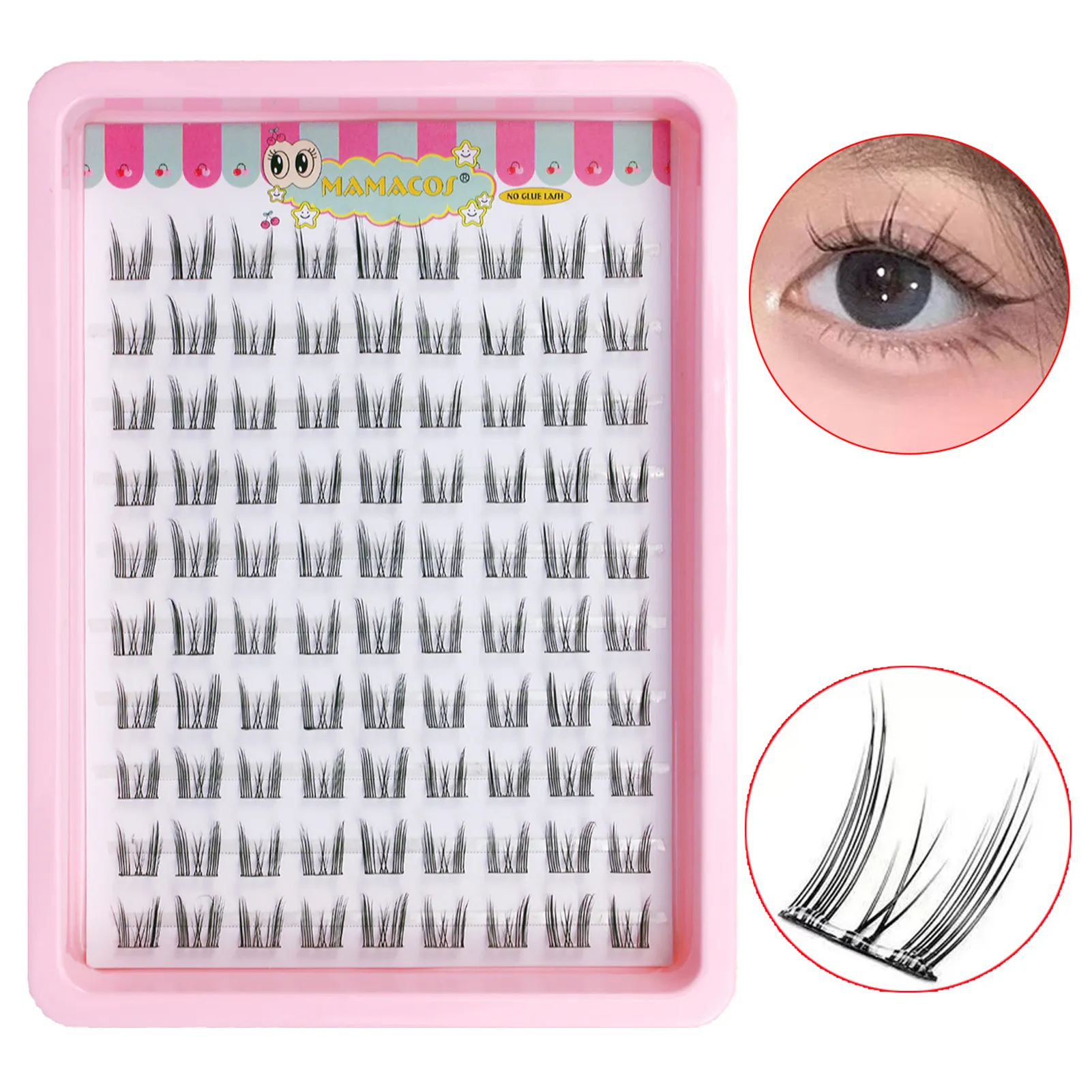 10 Rows Cat Eye Single Cluster Fake Eyelashes Natural Cosplay Makeup False Eyelashes Self-adhesive Natural Wispy Lash Extension