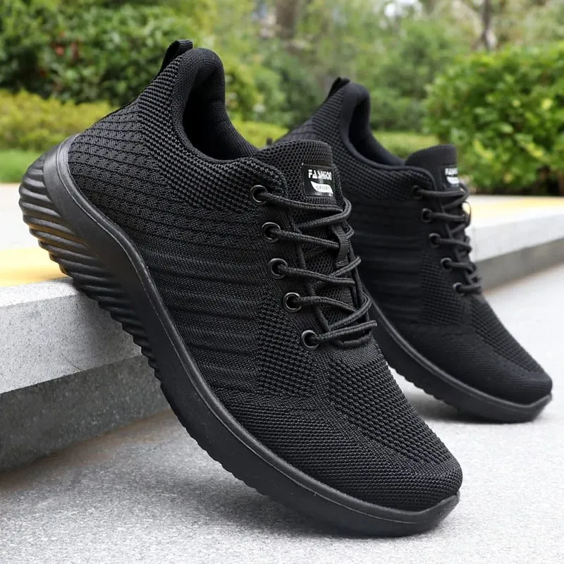 Solide Freizeitschuhe zum Schnüren für Herren, leichte Outdoor-Sneaker, geeignet für ganzjähriges Training und Training, leicht, atmungsaktiv, rutschfest, ideal für Freizeit-Walking-Enthusiasten