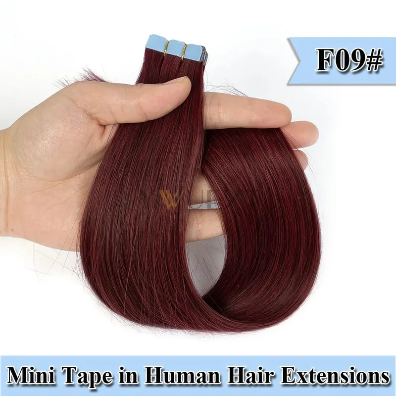 12-20 Inches Mini Tape in Human Hair in Fancy Colors Natural Straight Seamless Tape Hair Extensions for Outlet Hairstyles